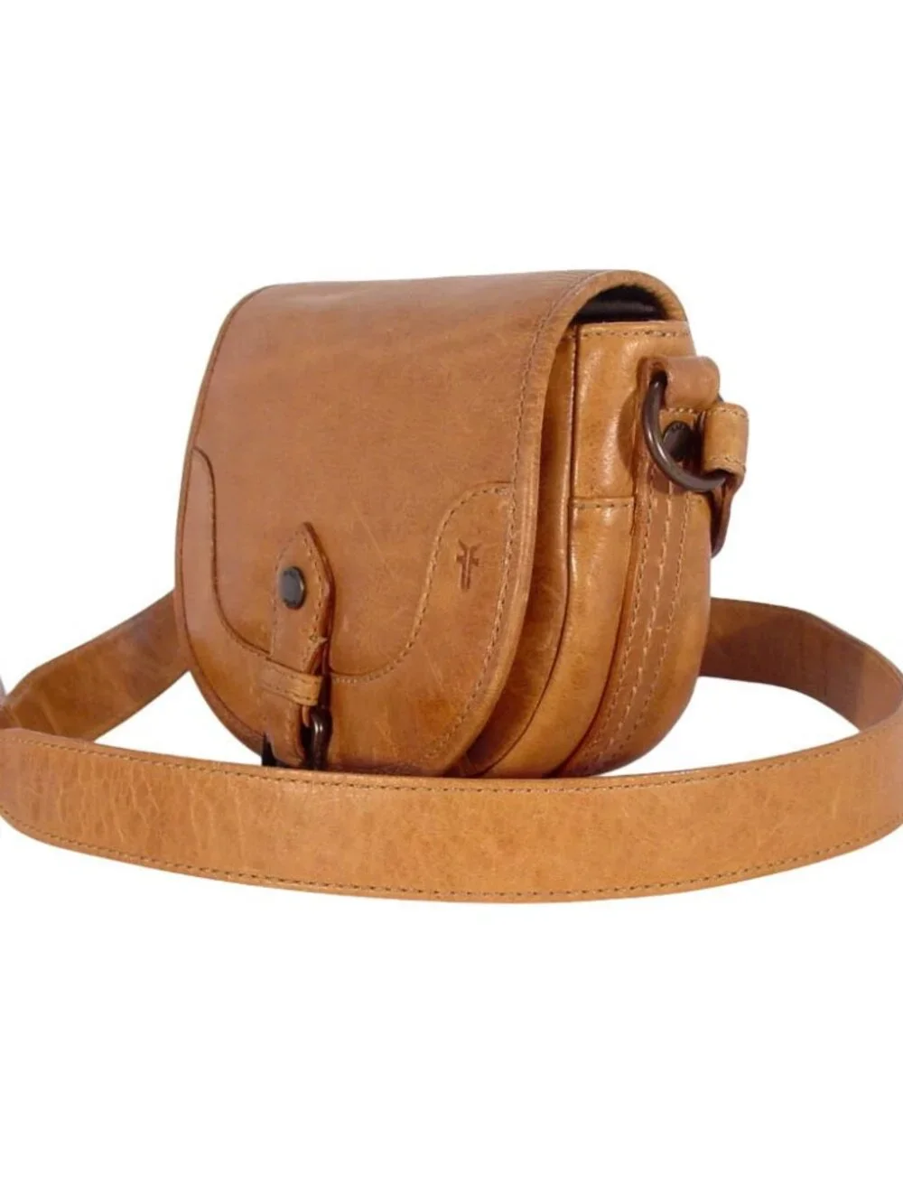 FRYE Melissa $248 Button Saddle Purse Distressed Leather Crossbody Bag - Picture 4 of 10